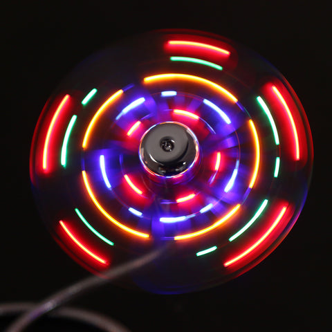 New Portable Mini Flexible USB Powered Cooling Flashing Colorful LED Display Function Mini Fan USB Gadgets