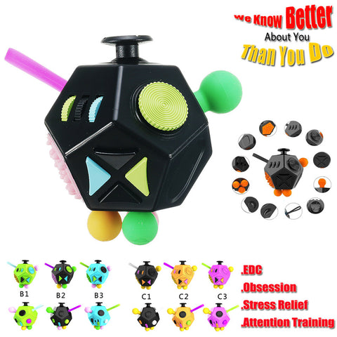 EDC 12 Sides Stress Magic Dice Fidget Anxiety Stress Attention Relief Puzzle Cube Gadgets 2 Types Polyhedron Dices Entertainment